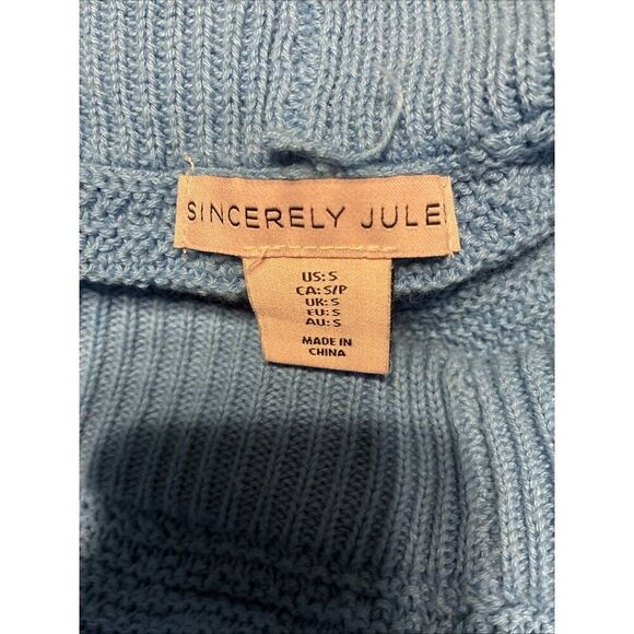 sincerely jules 2 piece set Solid Sky Blue Knit Crop Tank Top Shorts Medium - Picture 4 of 5